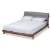 Baxton Studio Sante Mid-Century Modern Grey Fabric Upholstered Wood Full Size Platform Bed