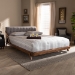 Baxton Studio Sante Mid-Century Modern Grey Fabric Upholstered Wood Full Size Platform Bed - BSOBBT6735-Grey-Full