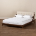 Baxton Studio Sante Mid-Century Modern Light Beige Fabric Upholstered Wood Full Size Platform Bed - BSOBBT6735-Light Beige-Full