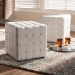 Baxton Studio Elladio Modern and Contemporary Beige Fabric Upholstered Tufted Cube Ottoman (Set of 2) - BSOBBT5127-Beige-Otto