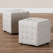 Baxton Studio Elladio Modern and Contemporary Beige Fabric Upholstered Tufted Cube Ottoman (Set of 2) - BSOBBT5127-Beige-Otto