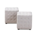 Baxton Studio Elladio Modern and Contemporary Greyish Beige Fabric Upholstered Tufted Cube Ottoman (Set of 2) - BSOBBT5127-Greyish Beige-Otto