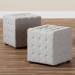 Baxton Studio Elladio Modern and Contemporary Greyish Beige Fabric Upholstered Tufted Cube Ottoman (Set of 2) - BSOBBT5127-Greyish Beige-Otto
