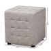 Baxton Studio Elladio Modern and Contemporary Greyish Beige Fabric Upholstered Tufted Cube Ottoman (Set of 2) - BSOBBT5127-Greyish Beige-Otto