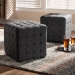 Baxton Studio Elladio Modern and Contemporary Dark Grey Fabric Upholstered Tufted Cube Ottoman (Set of 2) - BSOBBT5127-Dark Grey-Otto