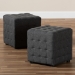 Baxton Studio Elladio Modern and Contemporary Dark Grey Fabric Upholstered Tufted Cube Ottoman (Set of 2) - BSOBBT5127-Dark Grey-Otto