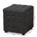 Baxton Studio Elladio Modern and Contemporary Dark Grey Fabric Upholstered Tufted Cube Ottoman (Set of 2) - BSOBBT5127-Dark Grey-Otto