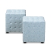 Baxton Studio Elladio Modern and Contemporary Light Blue Fabric Upholstered Tufted Cube Ottoman (Set of 2) - BSOBBT5127-Light Blue-Otto