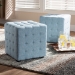 Baxton Studio Elladio Modern and Contemporary Light Blue Fabric Upholstered Tufted Cube Ottoman (Set of 2) - BSOBBT5127-Light Blue-Otto