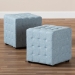 Baxton Studio Elladio Modern and Contemporary Light Blue Fabric Upholstered Tufted Cube Ottoman (Set of 2) - BSOBBT5127-Light Blue-Otto