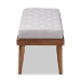 Baxton Studio Linus Mid-Century Modern Greyish Beige Fabric Upholstered and Button Tufted Wood Bench - BSOBBT5363-Greyish Beige-Bench