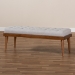 Baxton Studio Linus Mid-Century Modern Greyish Beige Fabric Upholstered and Button Tufted Wood Bench - BSOBBT5363-Greyish Beige-Bench