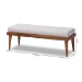 Baxton Studio Linus Mid-Century Modern Greyish Beige Fabric Upholstered and Button Tufted Wood Bench - BSOBBT5363-Greyish Beige-Bench