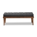 Baxton Studio Linus Mid-Century Modern Dark Grey Fabric Upholstered and Button Tufted Wood Bench - BSOBBT5363-Dark Grey-Bench