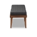 Baxton Studio Linus Mid-Century Modern Dark Grey Fabric Upholstered and Button Tufted Wood Bench - BSOBBT5363-Dark Grey-Bench