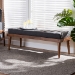 Baxton Studio Linus Mid-Century Modern Dark Grey Fabric Upholstered and Button Tufted Wood Bench - BSOBBT5363-Dark Grey-Bench