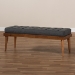 Baxton Studio Linus Mid-Century Modern Dark Grey Fabric Upholstered and Button Tufted Wood Bench - BSOBBT5363-Dark Grey-Bench