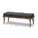 Baxton Studio Linus Mid-Century Modern Dark Grey Fabric Upholstered and Button Tufted Wood Bench - BSOBBT5363-Dark Grey-Bench