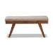 Baxton Studio Alona Mid-Century Modern Light Grey Fabric Upholstered Wood Dining Bench - BSOAlona-Medium Oak/Light Grey-Bench