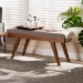 Baxton Studio Alona Mid-Century Modern Light Grey Fabric Upholstered Wood Dining Bench - BSOAlona-Medium Oak/Light Grey-Bench