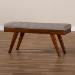 Baxton Studio Alona Mid-Century Modern Light Grey Fabric Upholstered Wood Dining Bench - BSOAlona-Medium Oak/Light Grey-Bench