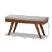 Baxton Studio Alona Mid-Century Modern Light Grey Fabric Upholstered Wood Dining Bench - BSOAlona-Medium Oak/Light Grey-Bench