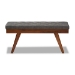Baxton Studio Alona Mid-Century Modern Medium Grey Fabric Upholstered Wood Dining Bench - BSOAlona-Medium Oak/Medium Grey-Bench