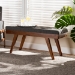 Baxton Studio Alona Mid-Century Modern Medium Grey Fabric Upholstered Wood Dining Bench - BSOAlona-Medium Oak/Medium Grey-Bench