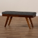 Baxton Studio Alona Mid-Century Modern Medium Grey Fabric Upholstered Wood Dining Bench - BSOAlona-Medium Oak/Medium Grey-Bench