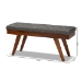 Baxton Studio Alona Mid-Century Modern Medium Grey Fabric Upholstered Wood Dining Bench - BSOAlona-Medium Oak/Medium Grey-Bench