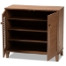 Baxton Studio Coolidge Modern and Contemporary Walnut Finished 4-Shelf Wood Shoe Storage Cabinet - BSOFP-01LV-Walnut