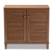 Baxton Studio Coolidge Modern and Contemporary Walnut Finished 4-Shelf Wood Shoe Storage Cabinet - BSOFP-01LV-Walnut