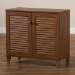 Baxton Studio Coolidge Modern and Contemporary Walnut Finished 4-Shelf Wood Shoe Storage Cabinet - BSOFP-01LV-Walnut