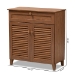 Baxton Studio Coolidge Modern and Contemporary Walnut Finished 4-Shelf Wood Shoe Storage Cabinet with Drawer - BSOFP-02LV-Walnut