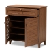Baxton Studio Coolidge Modern and Contemporary Walnut Finished 4-Shelf Wood Shoe Storage Cabinet with Drawer - BSOFP-02LV-Walnut