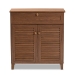 Baxton Studio Coolidge Modern and Contemporary Walnut Finished 4-Shelf Wood Shoe Storage Cabinet with Drawer - BSOFP-02LV-Walnut