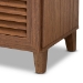 Baxton Studio Coolidge Modern and Contemporary Walnut Finished 4-Shelf Wood Shoe Storage Cabinet with Drawer - BSOFP-02LV-Walnut
