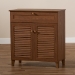 Baxton Studio Coolidge Modern and Contemporary Walnut Finished 4-Shelf Wood Shoe Storage Cabinet with Drawer - BSOFP-02LV-Walnut