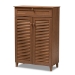 Baxton Studio Coolidge Modern and Contemporary Walnut Finished 5-Shelf Wood Shoe Storage Cabinet with Drawer