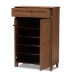 Baxton Studio Coolidge Modern and Contemporary Walnut Finished 5-Shelf Wood Shoe Storage Cabinet with Drawer - BSOFP-03LV-Walnut