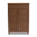 Baxton Studio Coolidge Modern and Contemporary Walnut Finished 5-Shelf Wood Shoe Storage Cabinet with Drawer - BSOFP-03LV-Walnut
