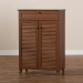 Baxton Studio Coolidge Modern and Contemporary Walnut Finished 5-Shelf Wood Shoe Storage Cabinet with Drawer - BSOFP-03LV-Walnut