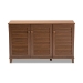 Baxton Studio Coolidge Modern and Contemporary Walnut Finished 8-Shelf Wood Shoe Storage Cabinet - BSOFP-04LV-Walnut