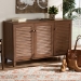 Baxton Studio Coolidge Modern and Contemporary Walnut Finished 8-Shelf Wood Shoe Storage Cabinet - BSOFP-04LV-Walnut