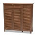 Baxton Studio Coolidge Modern and Contemporary Walnut Finished 11-Shelf Wood Shoe Storage Cabinet with Drawer
