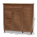 Baxton Studio Coolidge Modern and Contemporary Walnut Finished 11-Shelf Wood Shoe Storage Cabinet with Drawer - BSOFP-05LV-Walnut