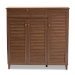 Baxton Studio Coolidge Modern and Contemporary Walnut Finished 11-Shelf Wood Shoe Storage Cabinet with Drawer - BSOFP-05LV-Walnut