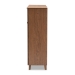 Baxton Studio Coolidge Modern and Contemporary Walnut Finished 11-Shelf Wood Shoe Storage Cabinet with Drawer - BSOFP-05LV-Walnut