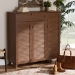 Baxton Studio Coolidge Modern and Contemporary Walnut Finished 11-Shelf Wood Shoe Storage Cabinet with Drawer - BSOFP-05LV-Walnut