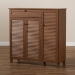 Baxton Studio Coolidge Modern and Contemporary Walnut Finished 11-Shelf Wood Shoe Storage Cabinet with Drawer - BSOFP-05LV-Walnut